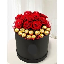 Box with Diamond Roses and Ferrero Rocher