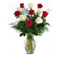 I Love You Red And White Roses In Vase