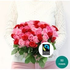 Armful of pink roses Max Havelaar (40 roses)