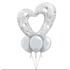 Balloon Bouquet - Silver Heart (Large)