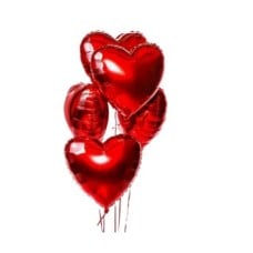 5 Red Heart Balloons