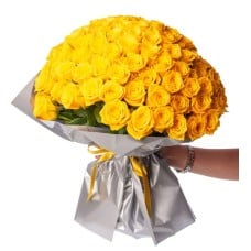 150 Yellow Roses in a Special Gray Bouquet