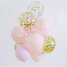 Ten Balloons in Peach, Pink and Gold