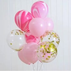 Ten Balloons in Pink and Gold