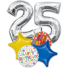 Number and Happy Birthday balloons
