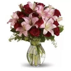 15 Red Roses , 8 Pink Lilies (Standard)