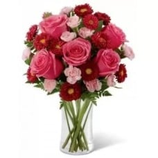 5 Pink Roses, 10 Carnations, 10 Gerberas (Standard)