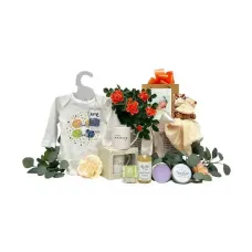 Blooming Mummy And Neutral Baby Gift Basket