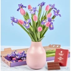 Tulip & Iris Letterbox With Luxury Chocolate