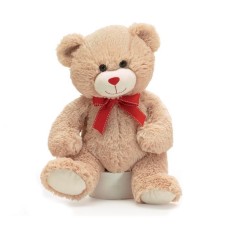 Plush Bear Beige Red Ribbon 12"