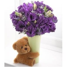 Blue Flowers With Teddy Bear (Standard)