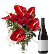Gift For Him (Flowers And Wine)