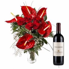Gift for Him (flowers and wine)