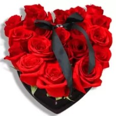 Heart shaped box with red roses
