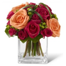 20 Red And Orange Roses, 5 Hypericum (Standard)