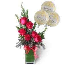Elegant Floral Balloons Bouquet