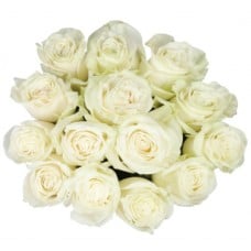 Bouquet Of 15 White Mondial Roses