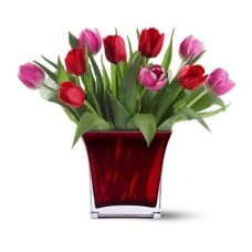Bouquet Of Flowers "Red-Pink Sunset"