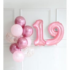 Set balloon number color pink