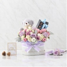Combo Set(Flower Box, Teddy Bear And Chocolate)