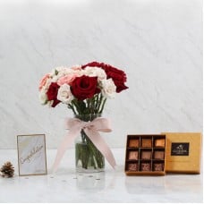 Combo Set(Flower In Vase And Chocolate)