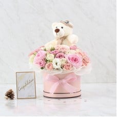 Combo Set(Flower Box And Teddy Bear)