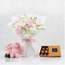 Combo Set (Chocolate, A Doll And Flower Bouquet)