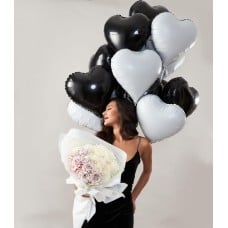 Black & White Roses Balloons Surprise Set
