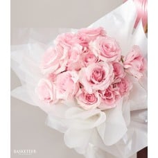 Romantic Pink Roses & Big Teddy Set