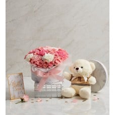 Flower Gift Box & Teddy Bear