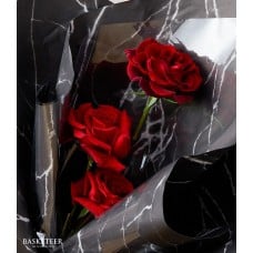 Luxury Red Rose Bouquet Black Wrap