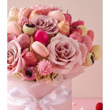 Luxury Pink Roses & Macarons Bouquet