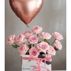 Pink Rose Surprise Balloon Bundle Gift
