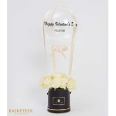 Elegant White Rose Balloon Flower Box