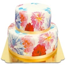 2 tier deluxe flower cake