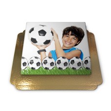 Photo cake in a football design (Small (20cm X 14cm (Size S - 6 Servings)))