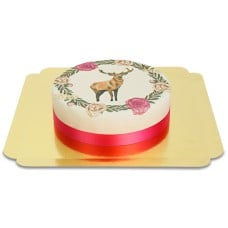 Deer with wreath of flowers cake (Small (18 cm(6 servings)))