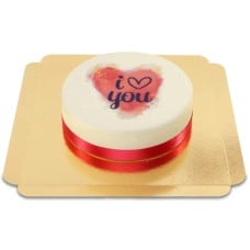 I love you watercolor heart cake (Small ((18 cm)6 servings))