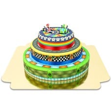 Mario Kart on three-tier worldtrack cake