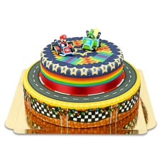 Mario Kart on two-tiered worldtrack cake