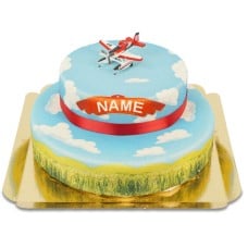 Planes hero flying on 2 tier cloud cake