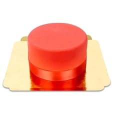 Red deluxe cake with cake ribbon (Small (18 cm (12 servings)))
