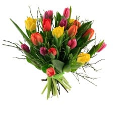 Send the bouquet Tulips with blueberry rice as a flower delivery