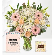 Florist's Choice with Birthday Cake & Card (Standard)