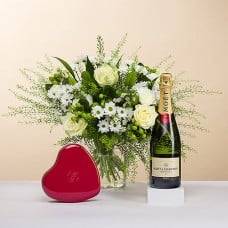 Simply White & Champagne Moet & Chandon and Chocolates