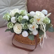 Basket with Soap Flowers "Breath of Summer"