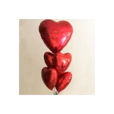 Set of Red Heart Shaped Balloons