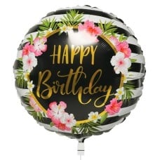 Balloon Happy Birthday Flower & Stripes