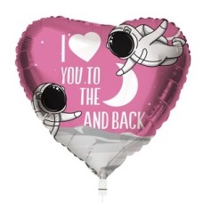 Balloon Heart Love You to the Moon Pink White