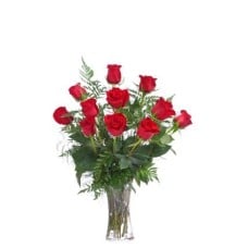 12 Roses in Glass Vase â€“ You choose the color